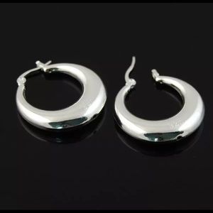Classic Moon 🌙 Shaped Silver Plated Hoops